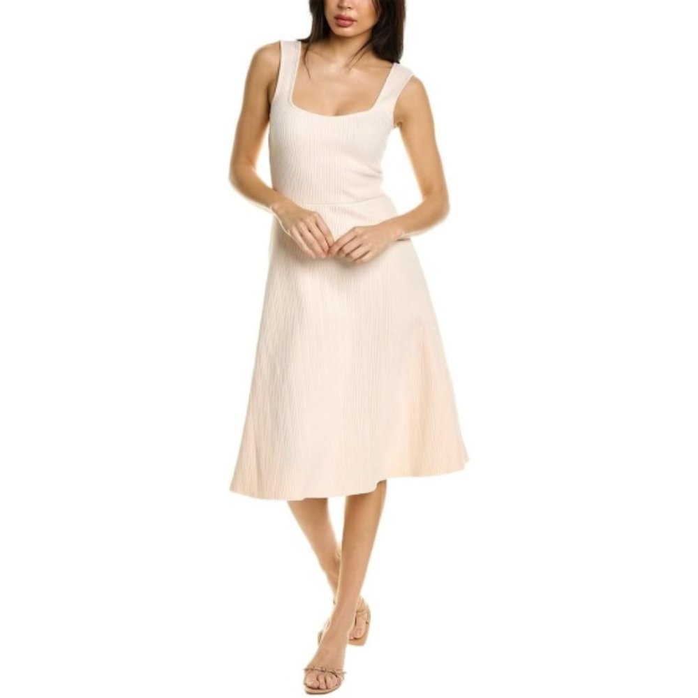 Vince Ribbed Stretch-Cotton Blend Sleeveless Sweetheart Tank Dress, Light Blush